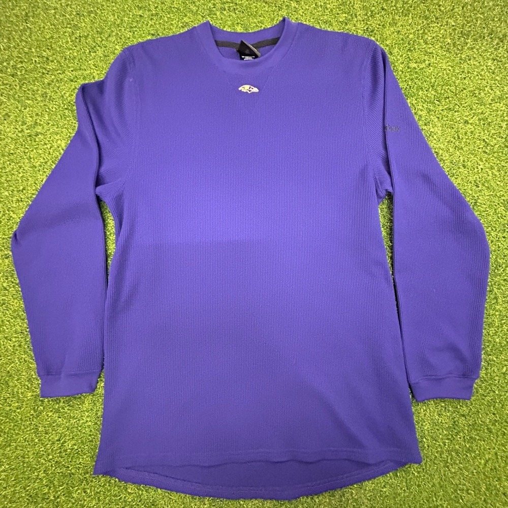 Reebok Baltimore Ravens Mens Purple Waffle Knit Thermal Long Sleeve Shirt Medium